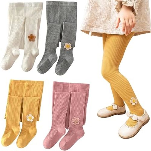 Girls Tights, (2 Pack) Stockings for Girl, Cable Knit Cotton Toddler Tights Pantyhose 1-11 Years