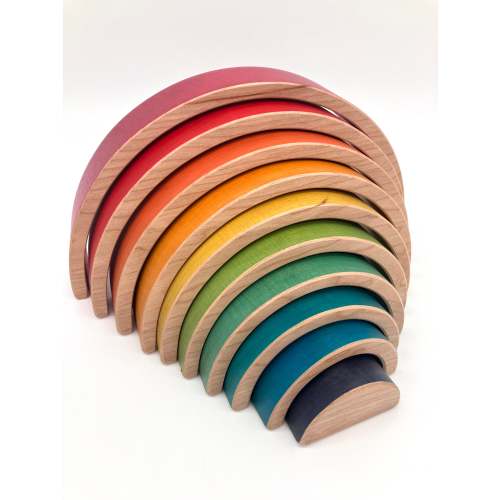 10 piece Wooden Rainbow Stacking Blocks - Vibrant Red