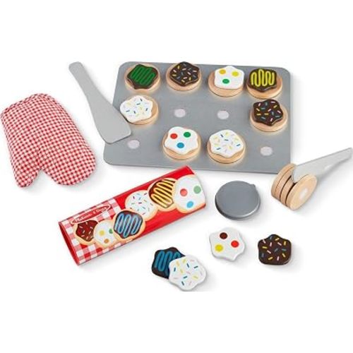 Melissa & Doug Slice & Bake Cookie Set with Wooden Play Food, Colorful Toppings & Play Kitchen Accessories, Preschool Learning Toys for Girls & Boys 3+