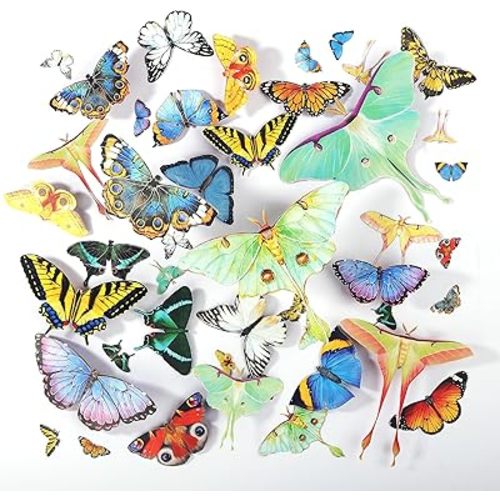 LET'S RESIN Realistic Paper Butterfly Moth,46 Pcs Double-Sided Faux Butterfly,Epoxy Resin Supplies,Vintage Floral Decoration,Resin Accessories for Art,Crafts,Molds