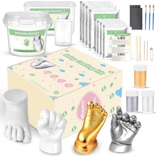 Noosuna Baby Hand and Foot Casting Kit (4 Pack), 3D Moulding Gift Set | Multiple Accessories, Baby Casting Kit for Babies 0–9 Months Old, Baby Shower, New Mom Gift, Newborn Keepsake