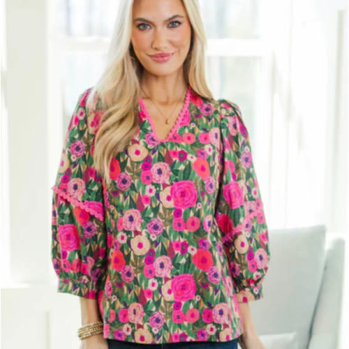 NURSING COLLECTION: Go With It Pink Floral Blouse