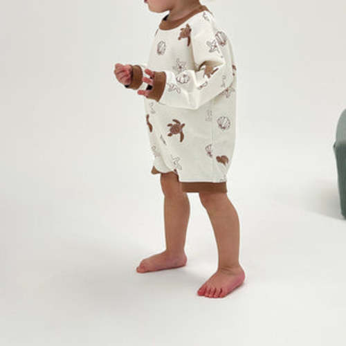 Long Sleeve Boxy Romper - White Turtle – Mini Zali