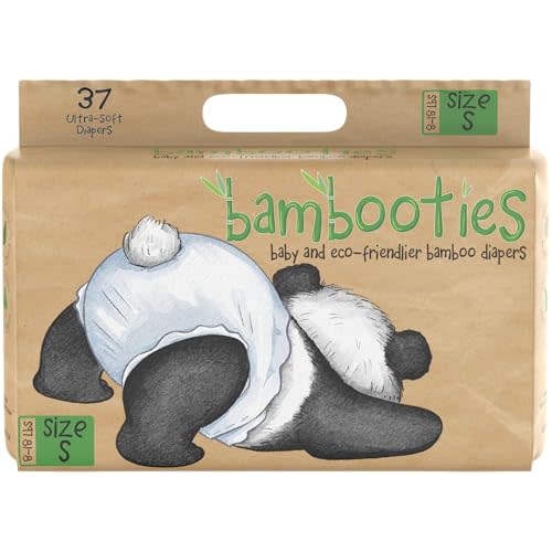 Bamboo Baby Diapers, Totally Chlorine Free for Sensitive Skin for Newborns to XXL. Hypoallergenic & Non Toxic Eco Friendlier Plant-Based Materials. TCF Small Size 1 to 2 (37 ct)