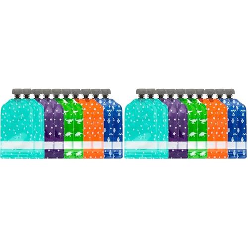 Simple Modern Reusable Baby Food Pouches for Toddlers | BPA Free Plastic, Food Safe, Freezer Safe | Refillable for Applesauce Yogurt & Puree Squeeze Pouch | | 5oz | Assorted, 10 Count (Pack of 2)