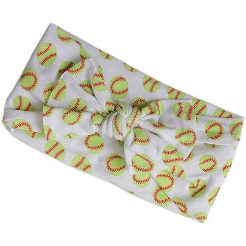 Baby Baseball Headband Turban Baby Girls Baseball Headwarp Bowknot Baby Baseball Hair Band Bow BTB14 (B-White, Free Size)