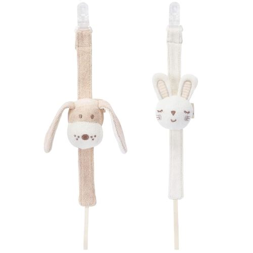 Pacifier Clip, 2 Pack Baby Pacifier Holder for Boys and Girls Fits Many Pacifiers & Baby Teething Toys, Ideal Baby Gift (Puppy & Bunny)