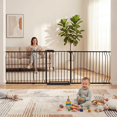 Extra Wide Baby Gate 86-105 Inch for Stairs Doorways