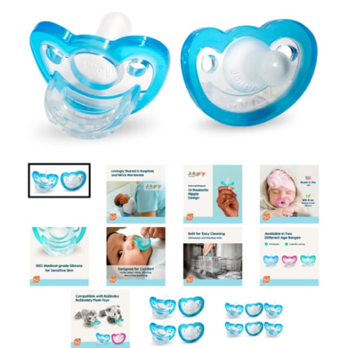 JollyPop Pacifier (2 Pack) 0-3 Mnths / Made in USA – RaZbaby
