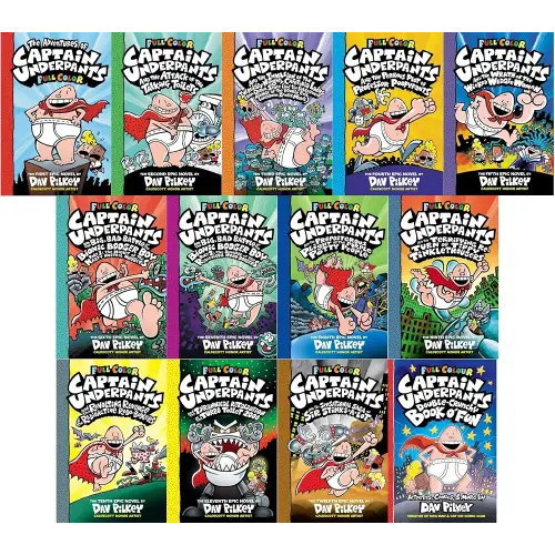 Captain Underpants Complete Series Collection – 13 Books Set | FULL COLOR Edition
