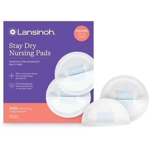Lansinoh Stay Dry Disposable Nursing Pads, 200 Count