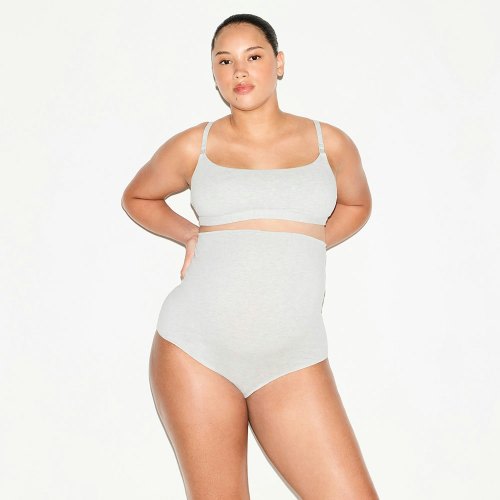 COTTON JERSEY MATERNITY NURSING SCOOP BRALETTE 2-PACK | LIGHT HEATHER GREY | SKIMS