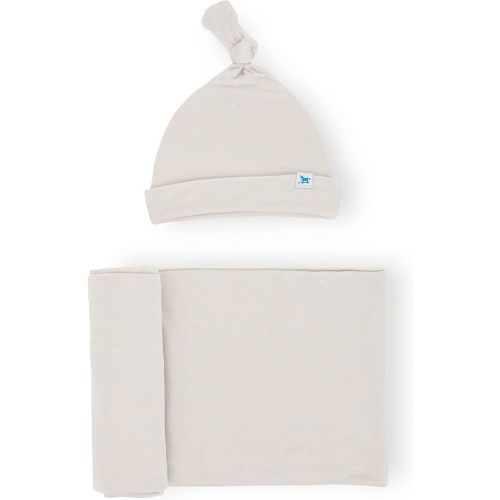 Little Unicorn Premium Stretch Knit Swaddle & Hat Set | Ultra-Soft with Optimal Stretch for Newborns | Giftable Set (Pebble)