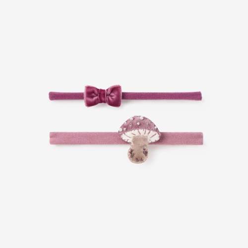 Velvet Bow + Mushroom Headband Set – Elegant Baby