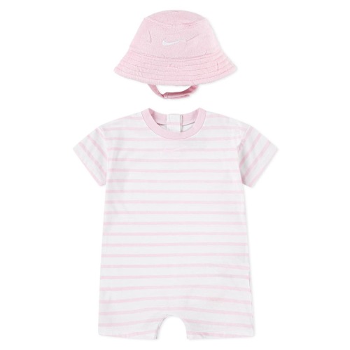 Cotton Blend Terry Romper & Hat Set