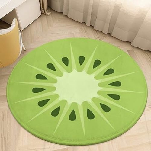 Cartoon Kiwi Round Rug Fruit Circle Area Rug Round Rugs for Kids Boys Room Decor 3 ft