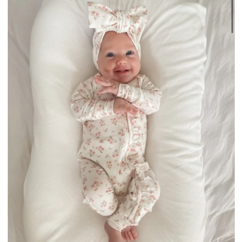 Frill Zip Romper | Paisley Peony – Little and Fern