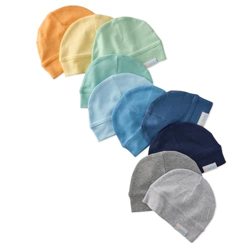 Charlie 10-Pack Caps 100% Organic Cotton Beanie Hats for Newborn and Baby Girls, Boys, Unisex​