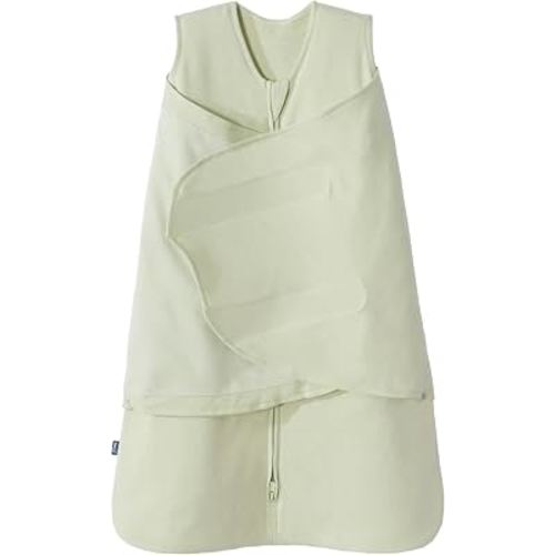 HALO SleepSack Swaddle | Cotton | 1.5 TOG | 68-75°F | 6-12 lbs |Sage | 3-Way Swaddle: Arms In, Hands-to-Face or Arms Out | Double Zipper for Easy Changes | Hip-Healthy Design | Newborn 0-3 Months