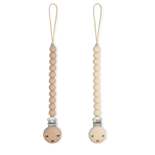 Comfy Cubs Pacifier Clips 2 Pack - 100% Food Grade Silicone Baby Pacifier Clips, BPA & PVC Free - CPSIA Certified, Lightweight and Flexible Baby Gifts - Beige & Light Beige