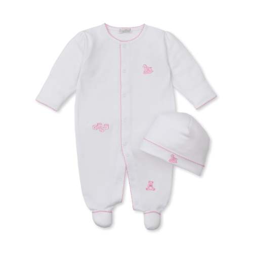 Vintage Toy Treasures White/Pink Footie & Hat Set
