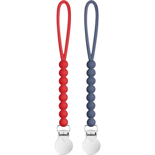 Ryan & Rose Cutie Clip 2 Pack - Pacifier Clip Holder Silicone (Judy-Red/Judy-Captain)
