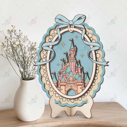 Retro Princess Magical Castle Bow Wooden Sign, Disney Castle Sign, Family Trip Decor, Coquette Princess Castle Sign