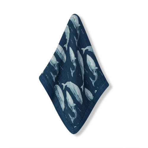 Blue Whale Mini Lovey Two-Layer Muslin Security Blanket