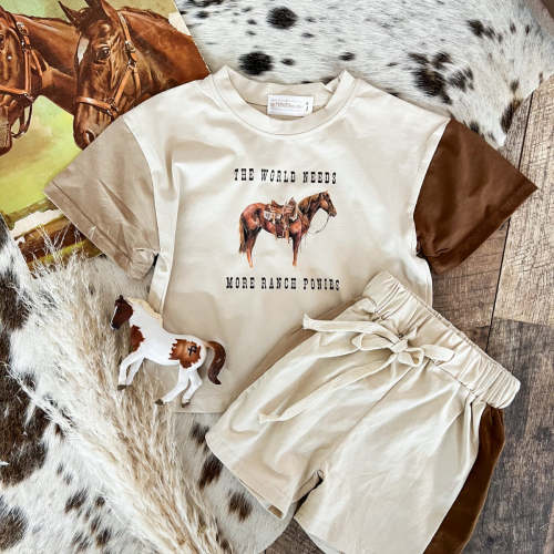 World Needs More Ranch Horses Color Block Short Set – theFRINGEDpineapple