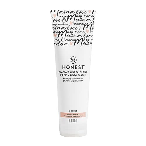 The Honest Company Honest Mama's Gotta Glow Face and Body Wash | Pregnancy Safe Clarifying + Exfoliating AHA Cleanser | 8 fl oz