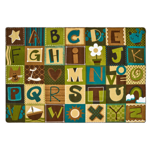 Carpets for Kids Alphabet Blocks KIDSoft Seating Tufted Brown/Green Area Rug & Reviews | Wayfair