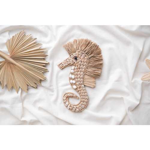 Sea Horse Shell Nursery Decor, Under The Sea Nursery Wall Art, Wicker Sea Animals Wall Decor, Beach Theme Nursery Items, Ocean Kids Playroom
