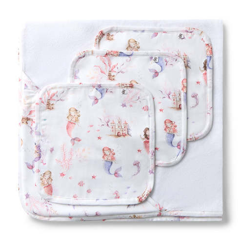Mermaid Organic Baby Towel & Wash Cloth Set