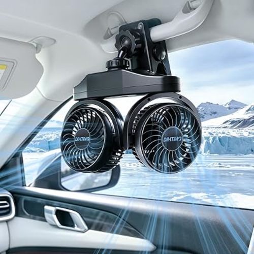 6000mAh Clip Car Fans, 360° Adjustable Dual Cooling Car Fans for Back Seat