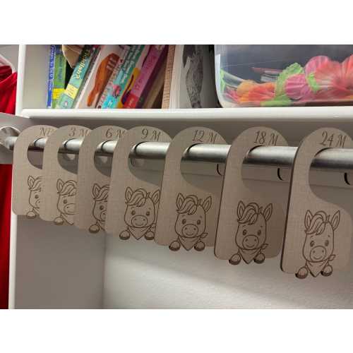 Baby Boy Horse Closet Divider | Western Nursery Organizer | Monthly Size Hangers Newborn–24M | Bandana Horse Baby Closet Tag