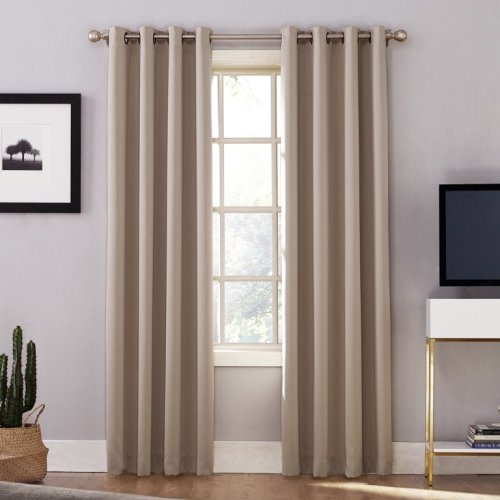Sun Zero Oslo Theater Grade 100% Blackout Grommet Curtain Panel, 52" x 84", Stone