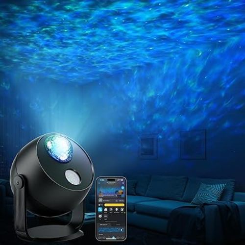 Govee Star Light Projector with Ocean Wave Ripple Effects, Works with Matter,Alexa and Google Assistant, 40+ Scene Modes, 18 White Noise Options, LED Night Light Projector for Bedroom, Without Plug