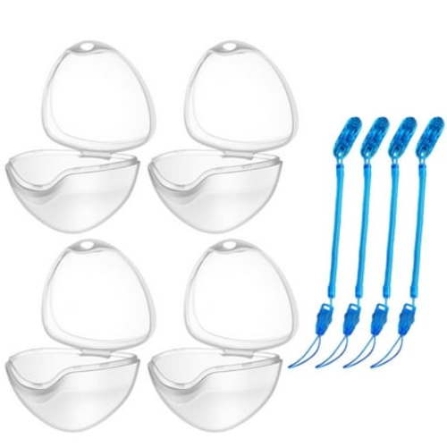 SUPVOX 4PCS Portable Transparent Pacifier Storage Box Clip Container Baby Infant Toddler Pacifier Case