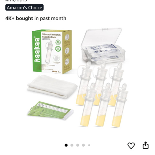 Haakaa Silicone Colostrum Collectors Set with Clear PP Storage Case 4 ml, 6 PK