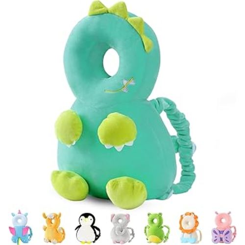 JunNeng Baby Head Protector Backpack,Toddler Walker Fall Head Protection,Green Dinosaur B