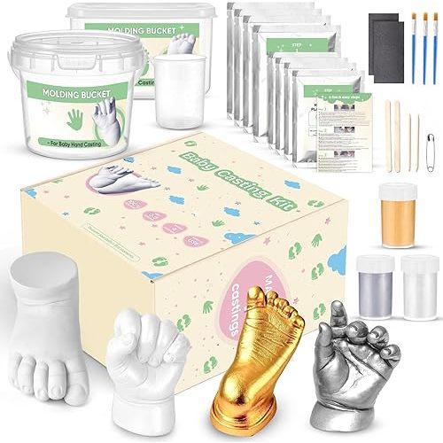 Noosuna Baby Hand and Foot Casting Kit (4 Pack), 3D Moulding Gift Set, Multiple Accessories, Baby Casting Kit for Babies 0–9 Months Old, Baby Shower, New Mom Gift, Souvenir