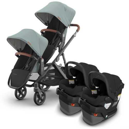 UPPAbaby Vista V3 Twin Stroller with RumbleSeat V3 + Mesa V3 Travel System Bundle - Kenzi / Jake