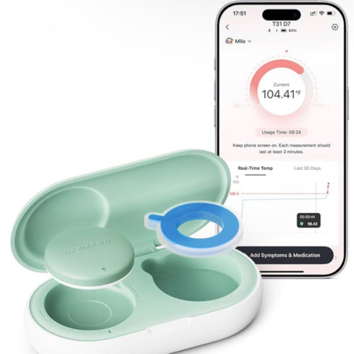 Momcozy Wearable Digital Thermometer for Baby, Medical-Grade Accurate Smart Thermometer, Instant Reads, APP Real-time Monitoring for Infants & Kids, Hypoallergenic 3M Stiker,Bluetooth, Green