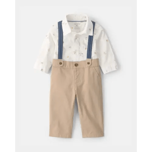 Baby Boy 2-Piece Easter Bunny Bodysuit & Suspender Pant Set - Cream/Khaki | Carter's