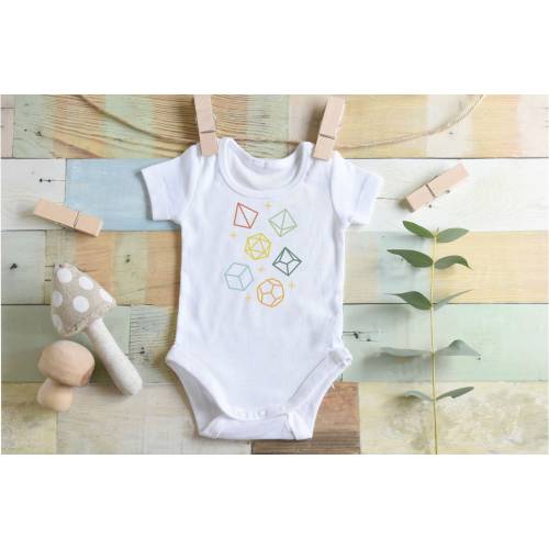 DnD Dice Baby Onesie, Nerdy D20 Baby Shower Gift, Dungeons and Dragons Newborn Present