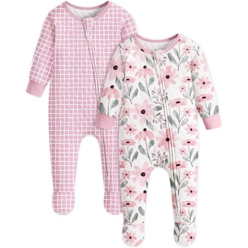 Yoofoss Baby Pajamas Organic Cotton Baby Winter Clothes Warm Newborn Sleepers for 0-3 3-6 6-9 Months, Quilted Footed Pjs