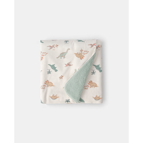 Baby Boy Dinosaur Plush Blanket - Green/Ivory