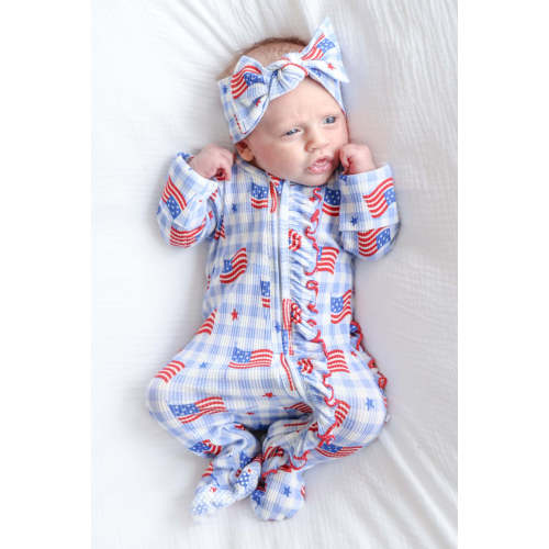 Bamboo Waffle Knit Large Bow Headwrap | Star-Spangled Picnic