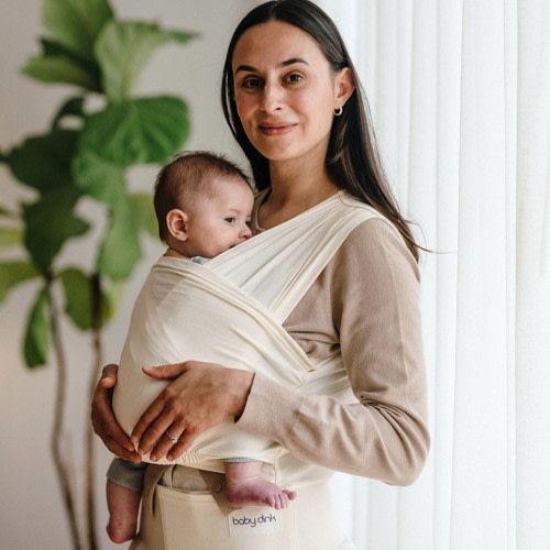 BabyDink T-Shirt Newborn Wrap Carrier - Ecru, Small