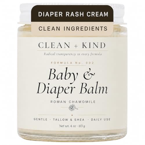 Clean + Kind Organic Tallow Diaper Rash Cream & Baby Balm, Calendula 4oz | Grass-Fed Tallow, Organic Calendula & Chamomile, Zinc-Free & Petroleum-Free, Newborn Diaper Balm, Cradle Cap Cream, 4 oz